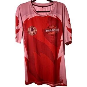 Men's Harley-Davidson Gray Burgundy Logo Tee Size XL 2 Sided Print Moto Biker